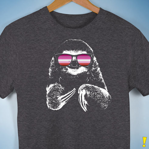 Pride Sloth Pink Lesbian Flag Sunglasses Premium Unisex T-Shirt - Dark Grey Heather